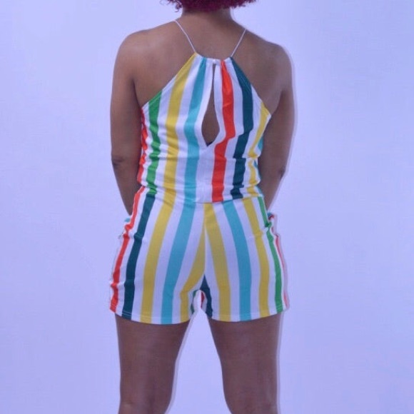 New Never Worn Halter Rainbow Stripe Romper Juniors’ Size M - Picture 2 of 7
